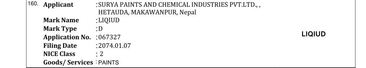 Original bulletin entry for LIQIUD