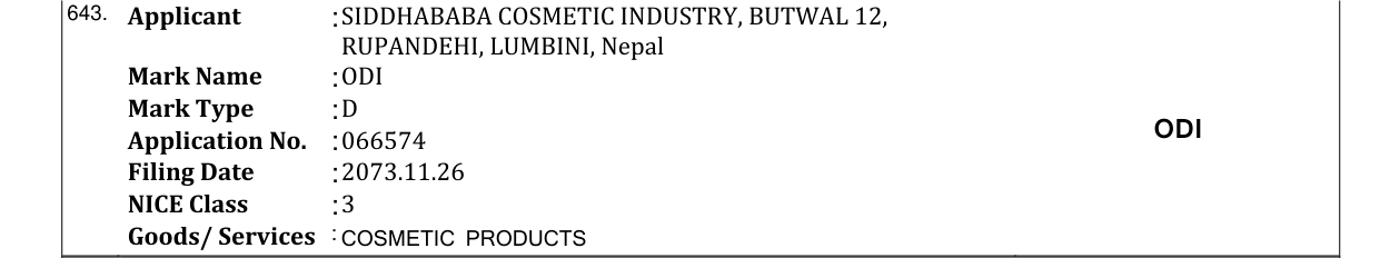 Original bulletin entry for ODI