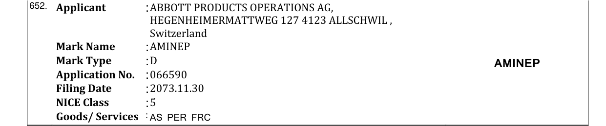 Original bulletin entry for AMINEP