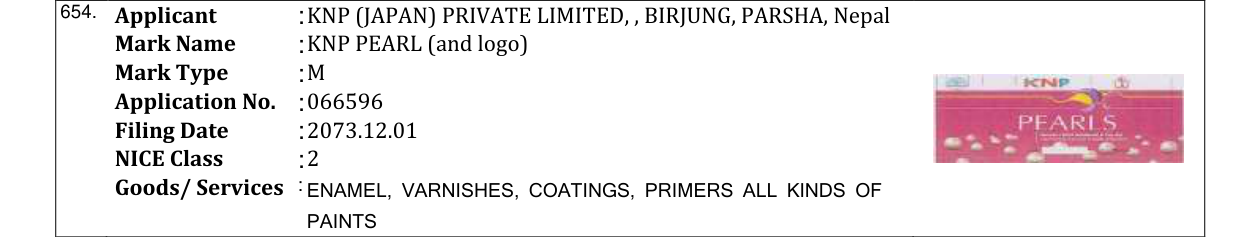 Original bulletin entry for KNP PEARL (and logo)