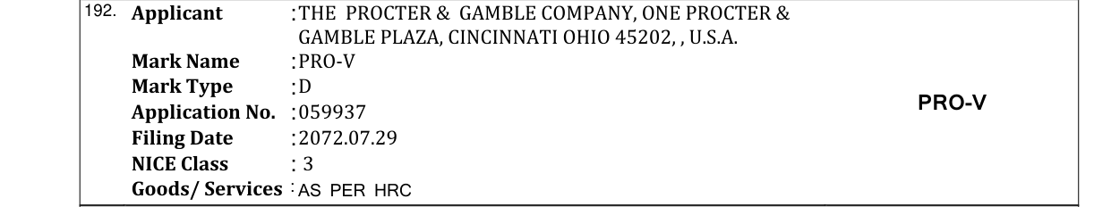 Original bulletin entry for PRO-V