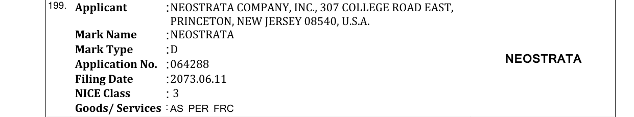 Original bulletin entry for NEOSTRATA