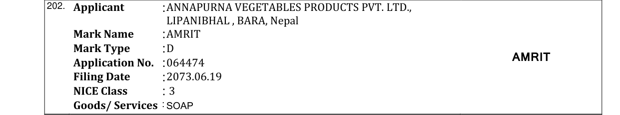 Original bulletin entry for AMRIT