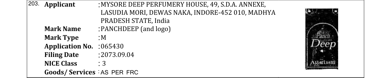 Original bulletin entry for PANCHDEEP (and logo)