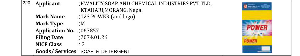 Original bulletin entry for 123 POWER (and logo)