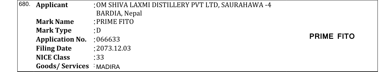 Original bulletin entry for PRIME FITO