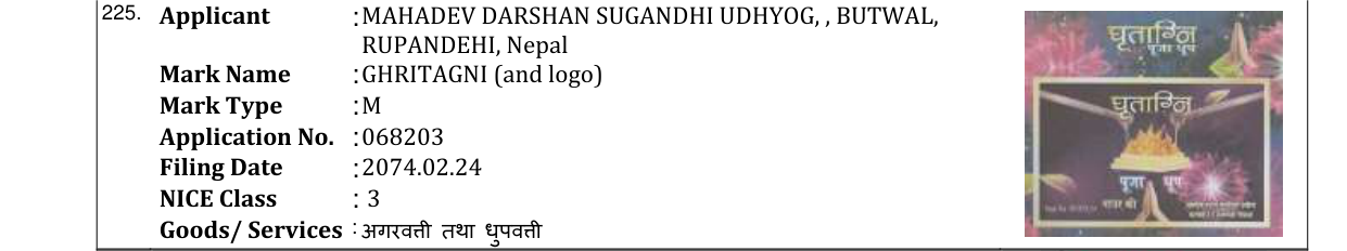 Original bulletin entry for GHRITAGNI (and logo)