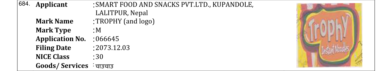 Original bulletin entry for TROPHY (and logo)
