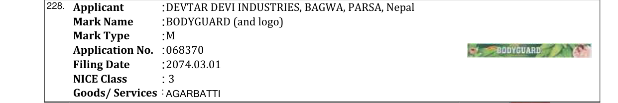 Original bulletin entry for BODYGUARD (and logo)