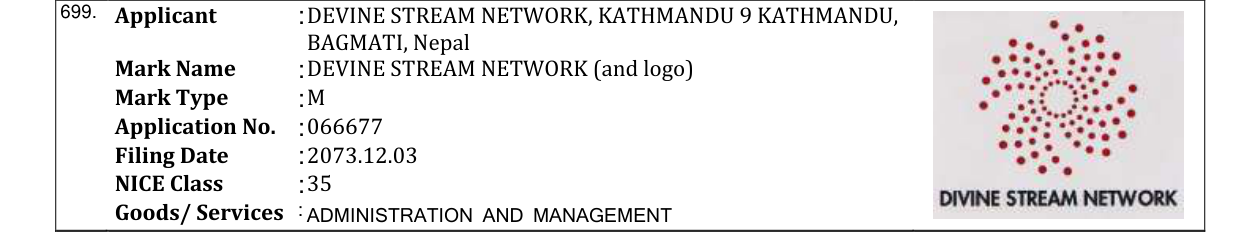 Original bulletin entry for DEVINE STREAM NETWORK (and logo)