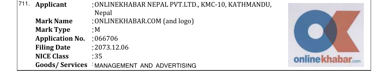 Original bulletin entry for ONLINEKHABAR.COM (and logo)