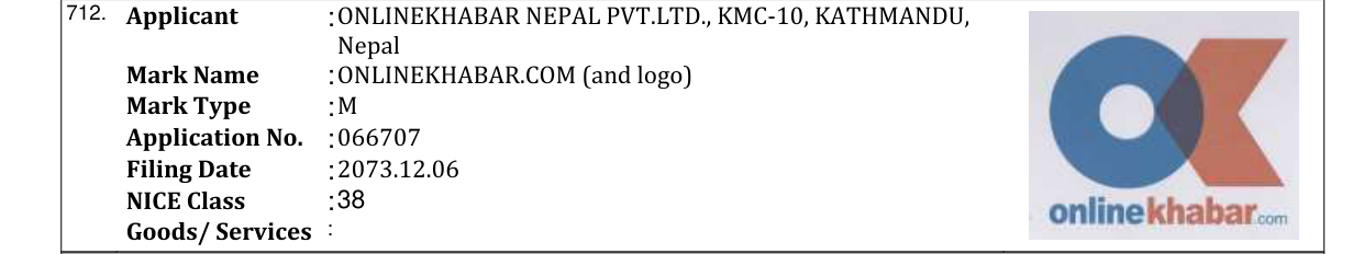 Original bulletin entry for ONLINEKHABAR.COM (and logo)