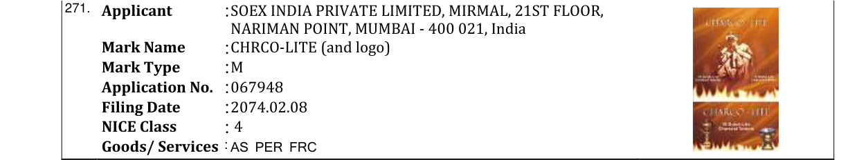 Original bulletin entry for CHRCO-LITE (and logo)