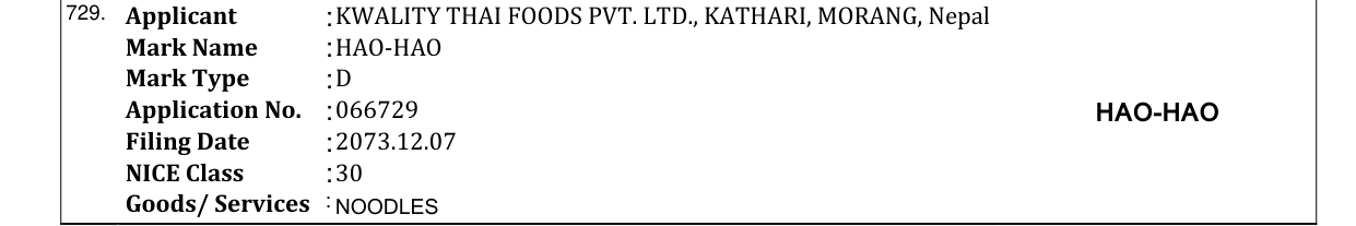 Original bulletin entry for HAO-HAO