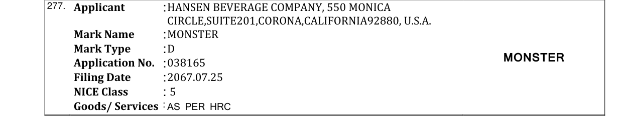 Original bulletin entry for MONSTER