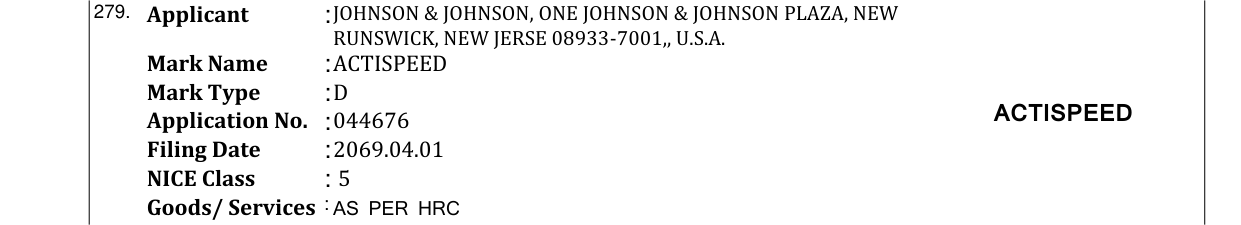 Original bulletin entry for ACTISPEED