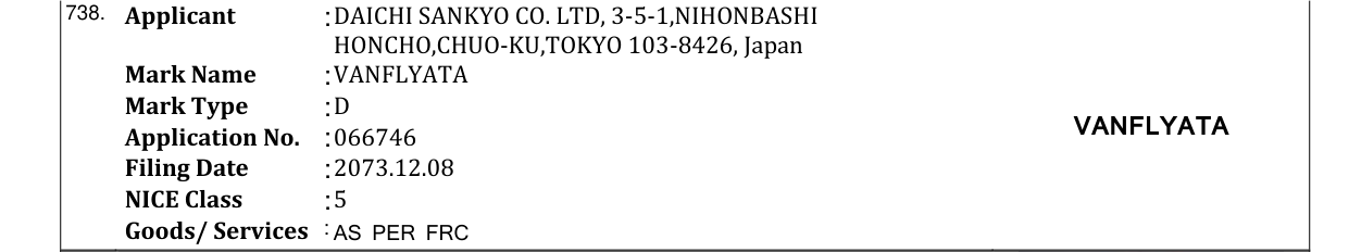 Original bulletin entry for VANFLYATA
