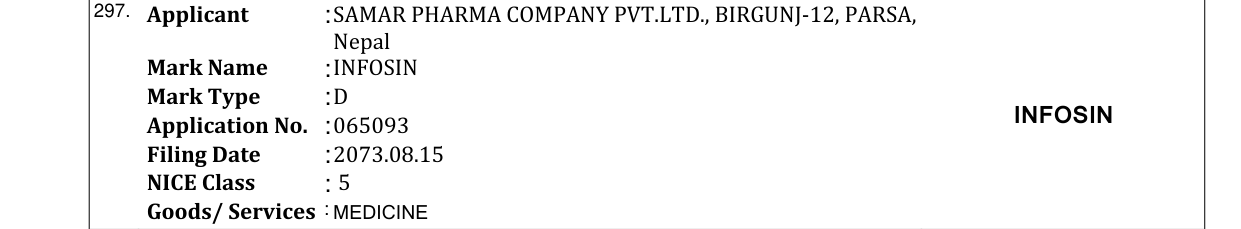 Original bulletin entry for INFOSIN