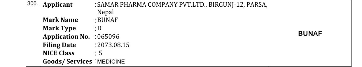 Original bulletin entry for BUNAF