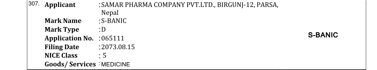 Original bulletin entry for S-BANIC