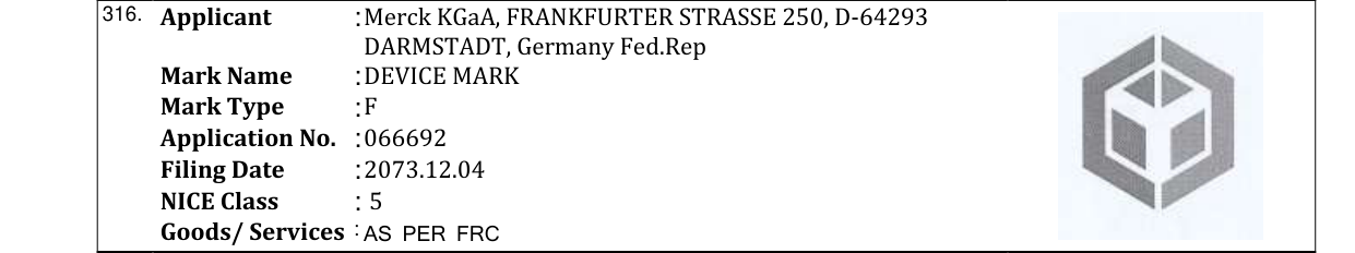 Original bulletin entry for DEVICE MARK