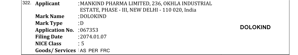 Original bulletin entry for DOLOKIND