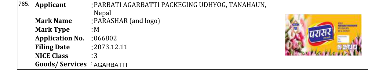 Original bulletin entry for PARASHAR (and logo)