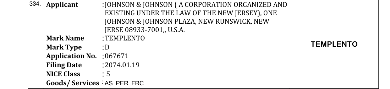 Original bulletin entry for TEMPLENTO
