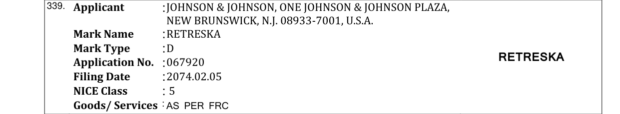 Original bulletin entry for RETRESKA