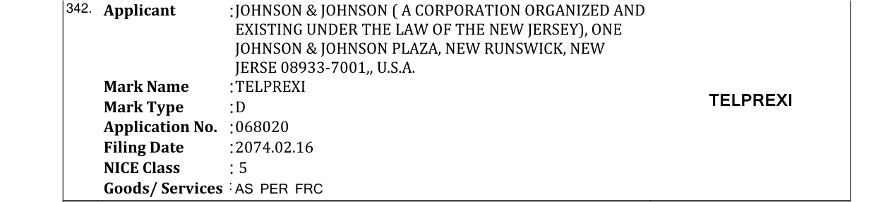 Original bulletin entry for TELPREXI