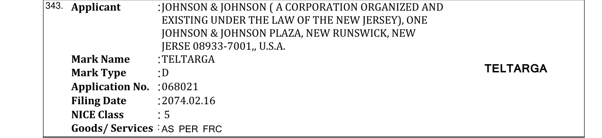 Original bulletin entry for TELTARGA