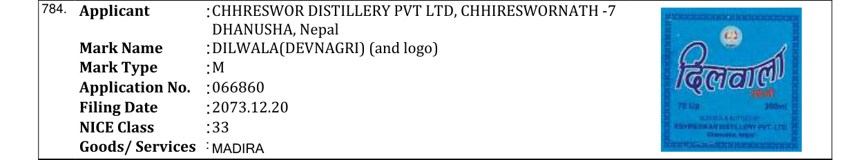 Original bulletin entry for DILWALA(DEVNAGRI) (and logo)
