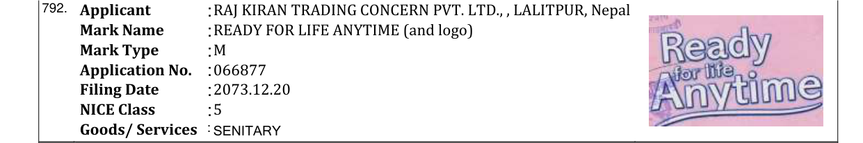 Original bulletin entry for READY FOR LIFE ANYTIME (and logo)