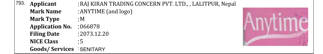 Original bulletin entry for ANYTIME (and logo)