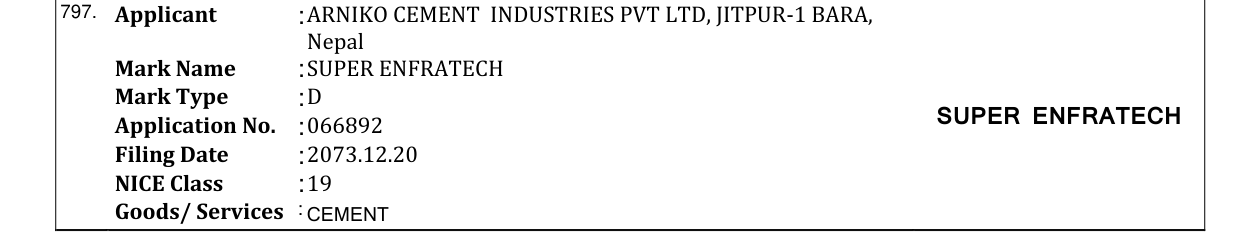 Original bulletin entry for SUPER ENFRATECH