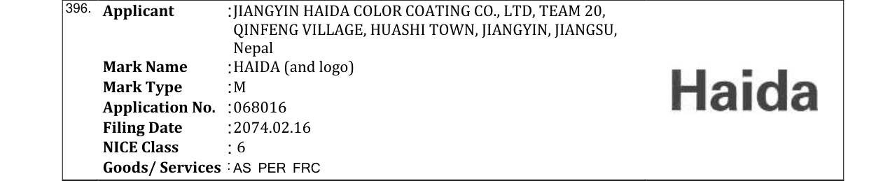 Original bulletin entry for HAIDA (and logo)