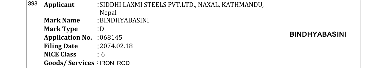 Original bulletin entry for BINDHYABASINI