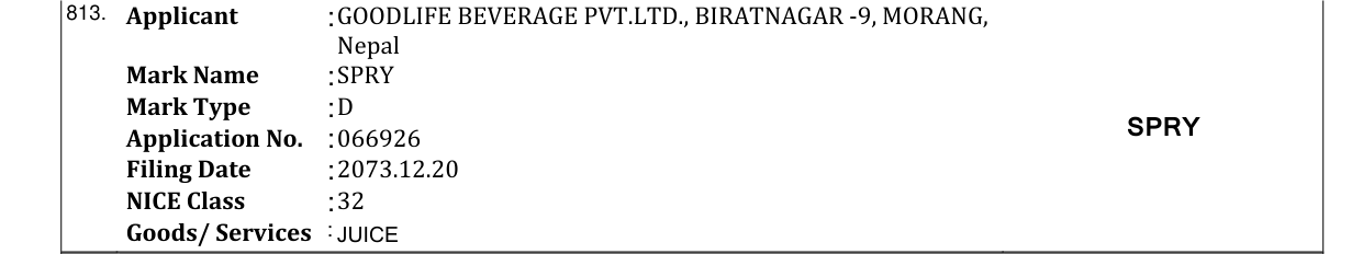 Original bulletin entry for SPRY