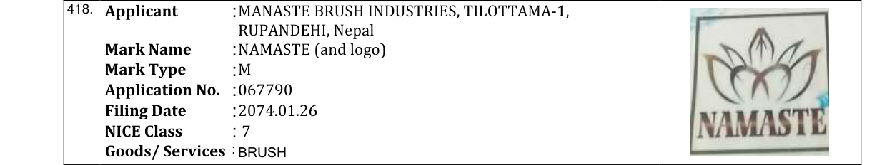 Original bulletin entry for NAMASTE (and logo)