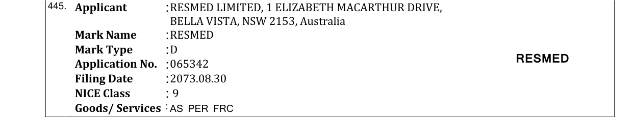 Original bulletin entry for RESMED