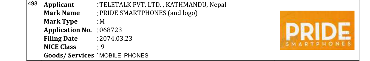 Original bulletin entry for PRIDE SMARTPHONES (and logo)