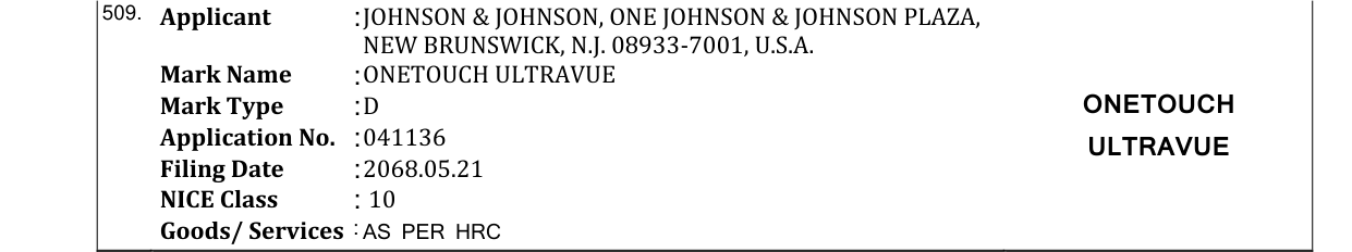 Original bulletin entry for ONETOUCH ULTRAVUE