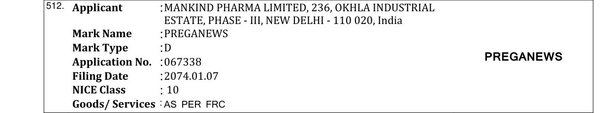 Original bulletin entry for PREGANEWS