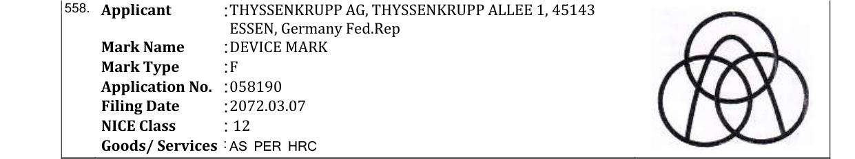 Original bulletin entry for DEVICE MARK