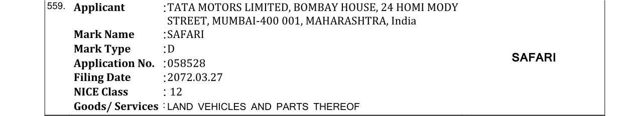 Original bulletin entry for SAFARI