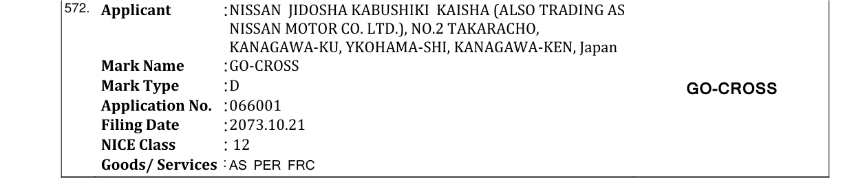 Original bulletin entry for GO-CROSS