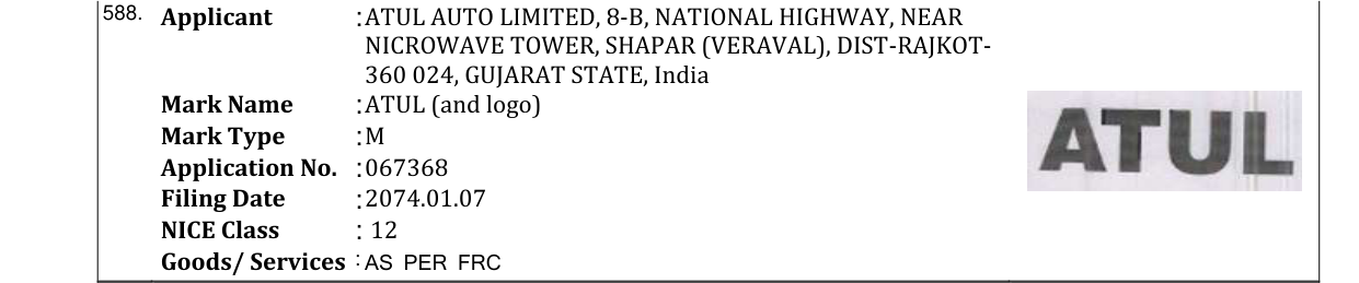 Original bulletin entry for ATUL (and logo)