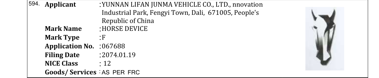 Original bulletin entry for HORSE DEVICE