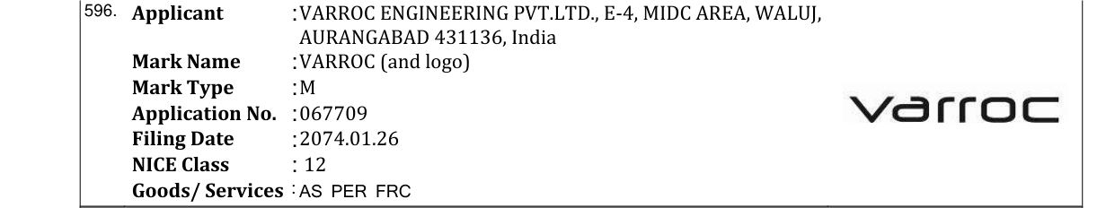 Original bulletin entry for VARROC (and logo)