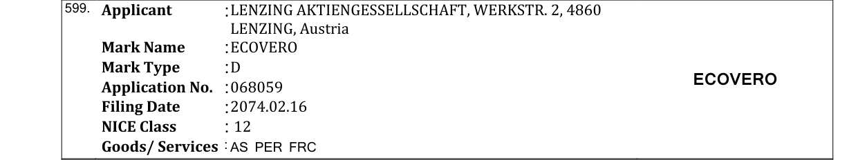 Original bulletin entry for ECOVERO
